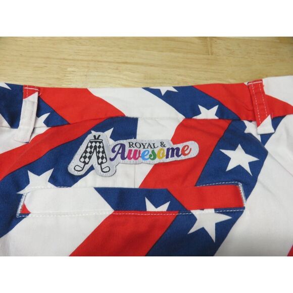 Mens Royal & Awesome Golf Shorts Size 42 Casual Blue Red White American‎ Flag - Picture 5 of 7
